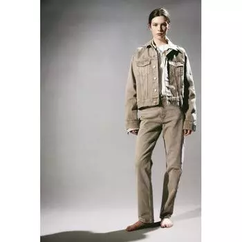 Прямые джинсы HM Slim Fit с высокой талией, бежевые