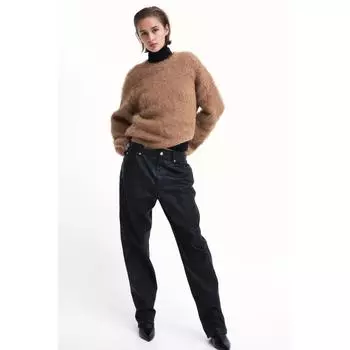 Прямые джинсы с высокой талией с покрытием HM, черные