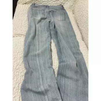 Прямые джинсы в полоску для женщин, лето 2024, новинка больших размеров с высокой талией, утягивающие свободные драпированные широкие брюки, джинсовая одежда, облегающая уличная одежда, корейская мода S синий