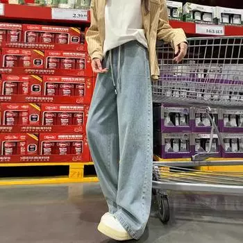 Прямые джинсы женские осенние свободные классические трендовые широкие брюки S