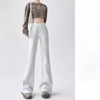 Прямые костюмы с высокой талией, брюки, женские однотонные офисные женские широкие брюки, женские свободные длинные брюки, женские брюки S чёрный