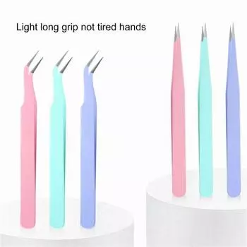 Прямые пинцеты, антистатические, с гибкой головкой, прочные пинцеты для дизайна ногтей со стразами, пинцеты для девочек 1