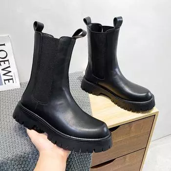 Прямые поставки Martin Boots Осенние дышащие мужские кожаные туфли средней и высокой высоты Ботинки Tooling Boots Корейская версия Британский стиль Короткие ботинки 9612-T 38 чёрный