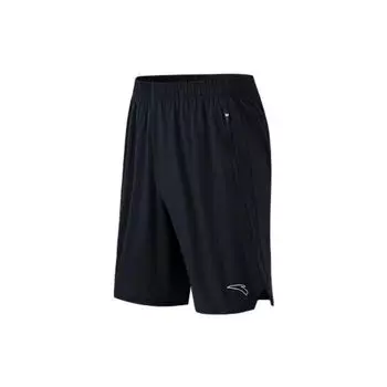 Прямые повседневные шорты Anta Running Series с логотипом и средней талией, мужские брюки, черные 152325505-3