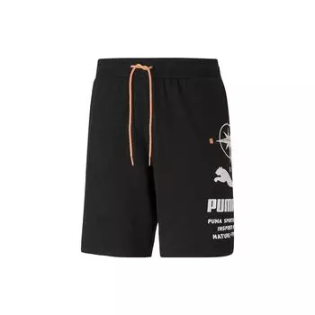Прямые повседневные шорты Puma с эластичной резинкой на талии и кулиской с логотипом, мужские брюки в стиле ретро, черные 536943-01 L