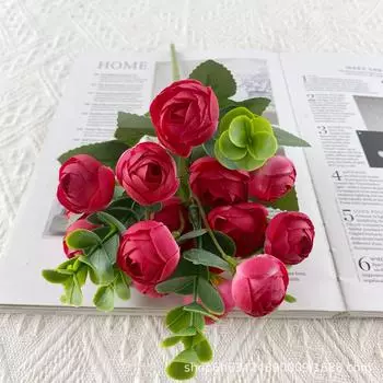 Прямые продажи 15 маленьких чайных пакетиков Линлун, искусственные цветы, украшение дома, свадебная фотография, украшение для кемпинга кармин