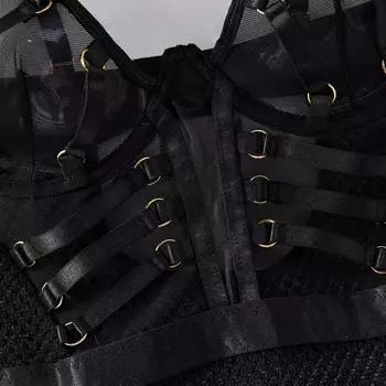 Прямые продажи нового сексуального комбинезона-комбинезона из сетки-соблазнения с прозрачным кружевом S