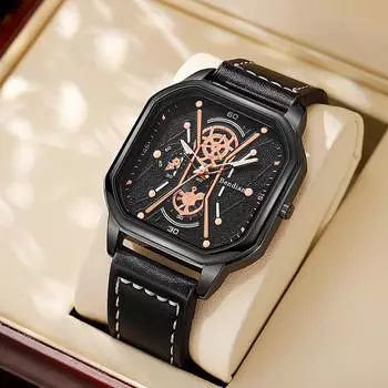 Прямые продажи с фабрики, большой циферблат, трендовый двухслойный квадратный ремень, повседневный мужской спортивный персонализированный браслет