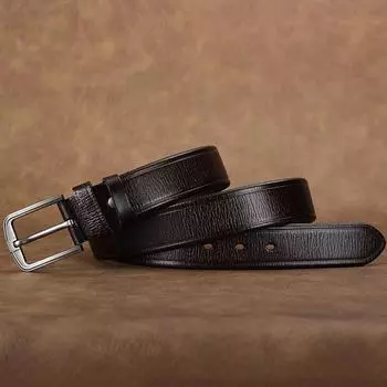 Прямые продажи с фабрики, мужской ремень из натуральной кожи, тисненый ремень ручной работы в стиле ретро, первый слой коровьей кожи, простой ремень с пряжкой 105cm-125cm чёрный