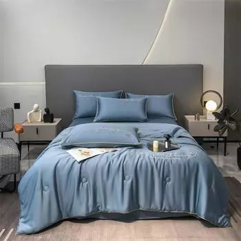 Прямые продажи с фабрики, новое высококачественное прохладное одеяло, шелковое одеяло с кондиционером, большой размер, тонкое одеяло, вышивка, постельное белье для творчества, 1 шт. 150x200cm quilt 1PC&1100g бежевый