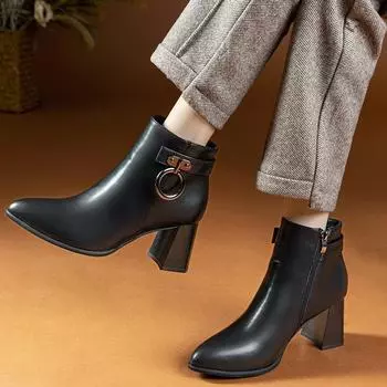 Прямые продажи с фабрики новых ботинок Martin 2024 года, модные осенне-зимние нескользящие толстые каблуки, бархатные, универсальные женские ботинки 35