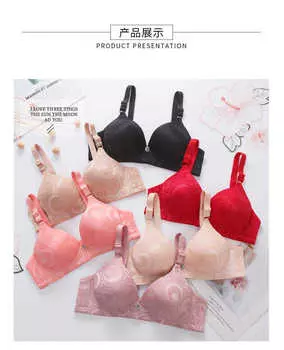 Прямые продажи с фабрики собирают удобные характеристики без стали нижнее белье традиционный толстый формованный бюстгальтер зеленого и среднего размера для женщин жаккардовый бюстгальтер 34/75B розовый