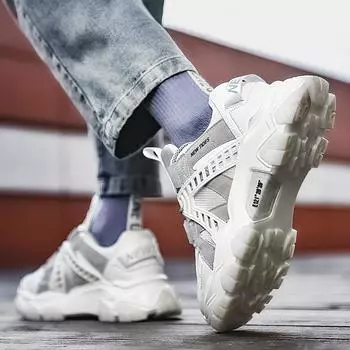 Прямые продажи с завода новых кроссовок Blade Running, сетчатых дышащих спортивных кроссовок, мужских трендовых повседневных кроссовок со специальной амортизацией 39 белый