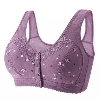 Прямые продажи, жилет большого размера с пряжкой спереди, хлопок без стального кольца, легкий бюстгальтер с тонким непровисающим бельем 85 фиолетовый