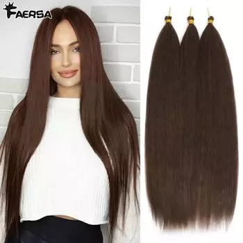 Ariel Straight PonyTail Синтетические волосы 30 дюймов Пучки крючком косички Омбре Коричневый крючком наращивание волос для женщин 30Inch