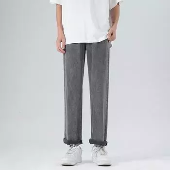 Прямые тонкие джинсы Брюки больших размеров Весенне-осенние мужские свободные брюки для мытья полов S светло-синий