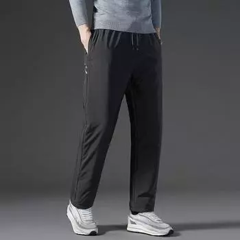 Прямые водонепроницаемые ветрозащитные повседневные брюки для пешего туризма на открытом воздухе с подкладкой из хлопка, теплые эластичные спортивные штаны большого размера XXXXXXXL чёрный