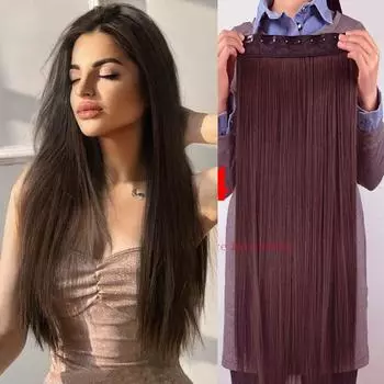 Прямые волосы 5Clips клипсы в одном куске наращивание волос синтетические черные коричневые цвета женские шиньоны для ежедневного использования