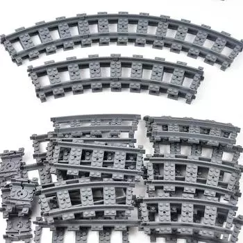 Прямые железнодорожные пути изогнутые аксессуары автомобильные блоки строительные наборы DIY 10-100 шт. детские игрушки moc кирпичи городской переключатель железнодорожный переезд