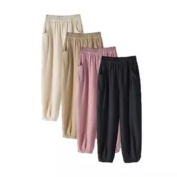 Прямые женские мешковатые брюки-шаровары с завязками, свободные брюки-харлан, дышащие, весна/лето XXL абрикосовый