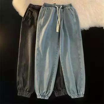 Прямые женские свободные джинсы в гонконгском стиле, универсальные модные весенне-осенние джинсы в стиле ретро, большие размеры