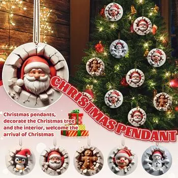Пряничные человечки с украшением в виде шляпы, кулон, украшение на рождественскую елку, маленькая подвеска, Санта-Клаус, рождественская подвесная табличка One Size
