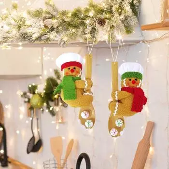 Пряничный человечек кукла рождественская плюшевая кукла украшение пряничная ложка подвеска для камина елка праздничный декор Women