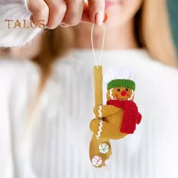 Пряничный человечек кукла рождественская плюшевая кукла украшение пряничная ложка подвеска для камина елка праздничный декор Women