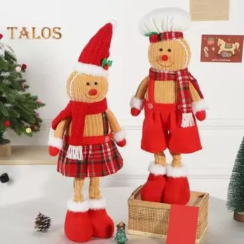 Пряничный человечек, кукла с длинными ногами, кукла-пряничка для девочек и мальчиков, плюшевая игрушка, рождественское украшение для вечеринок в офисе и дома A