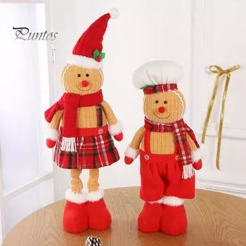 Пряничный человечек, кукла с длинными ногами, кукла-пряничка для девочек и мальчиков, плюшевая игрушка, рождественское украшение для вечеринок в офисе и дома A