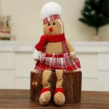 Пряничный человечек, кукла с длинными ногами, рождественская мягкая плюшевая игрушка, милая кухонная пряничная фигурка для мужчин и женщин, украшение на рождественскую елку белый