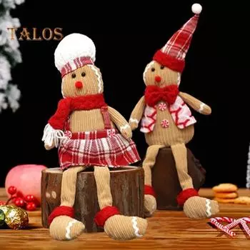 Пряничный человечек, кукла с длинными ногами, рождественская мягкая плюшевая игрушка, милая кухонная пряничная фигурка для мужчин и женщин, украшение на рождественскую елку белый