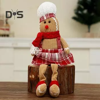 Пряничный человечек, кукла с длинными ногами, рождественская мягкая плюшевая игрушка, милая кухонная пряничная фигурка для мужчин и женщин, украшение на рождественскую елку белый