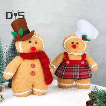 Пряничный человечек, мягкая плюшевая праздничная декоративная подушка, домашний декор, плюшевая мультяшная фигурка мальчика и девочки, украшение на рождественскую елку Women