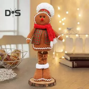 Пряничный человечек плюшевая игрушка плюшевый пряничный человечек рождественское украшение стоящая пряничная человечек кукла с выдвижными ногами подарок для детей разноцветный