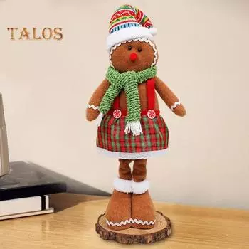 Пряничный человечек плюшевая игрушка плюшевый пряничный человечек рождественское украшение стоящая пряничная человечек кукла с выдвижными ногами подарок для детей разноцветный