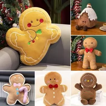 Пряничный человечек плюшевая кукла подушка мягкая милая рождественская декоративная подушка для дома C