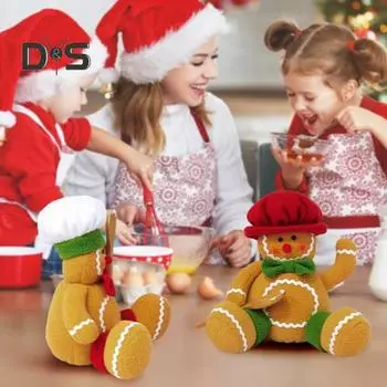Пряничный человечек плюшевая мягкая игрушка сидящее печенье пряничные украшения мягкая новогодняя елка украшение для двери каминная полка декор Men