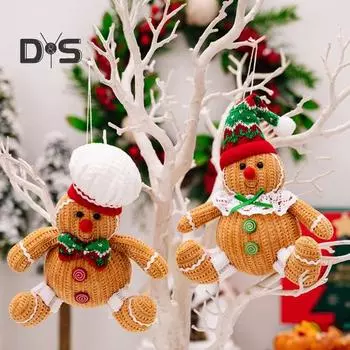 Пряничный человечек, плюшевая рождественская кукла, мягкая игрушка, сидящее печенье, пряничный праздничный декор для рождественского новогоднего подарка B