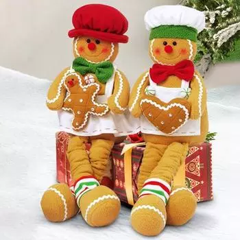 Пряничный человечек плюшевая рождественская кукла украшение длинная нога мягкая пряничная игрушка для праздничного украшения подоконника на елку