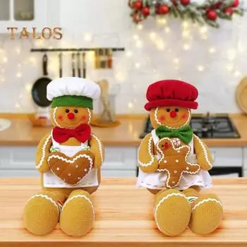 Пряничный человечек плюшевая рождественская кукла украшение длинная нога мягкая пряничная игрушка для праздничного украшения подоконника на елку B