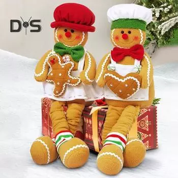 Пряничный человечек плюшевая рождественская кукла украшение длинная нога мягкая пряничная игрушка для праздничного украшения подоконника на елку B