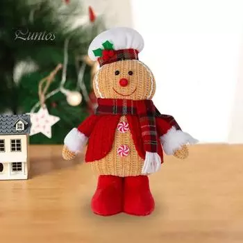 Пряничный человечек, рождественские украшения, плюшевая фигурка пряничного человечка, рождественские украшения для каминного стола красный