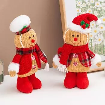 Пряничный человечек, Рождественские украшения, плюшевая фигурка пряничного человечка, Рождественская мягкая кукла красный