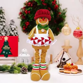 Пряничный человечек, стоящая кукла, пряничный человечек с выдвижными ногами, рождественская плюшевая игрушка красный