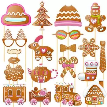 Пряничный домик для фотобудки, забавный рождественский реквизит, пряничный домик, рамка для фотографий для селфи на рождественскую вечеринку, сувениры, украшения