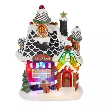 Пряничный домик со светодиодной подсветкой, рождественские фигурки, украшение для дома в виде деревенского домика с подсветкой из мороженого, праздничные подарки