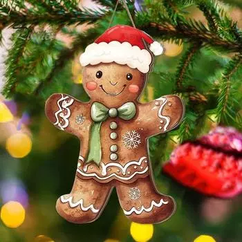 Пряничный висящий знак, деревянные рождественские украшения на входную дверь с шнуром, для дома и улицы, складные пряничные мальчики и девочки для дома Boy