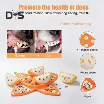 Прятки Мягкая игрушка для собак Мандарин Интерактивная пищащая игрушка с пазлом из хрустящей бумаги Оранжевая игрушка для кормления для маленьких и средних собак оранжевый