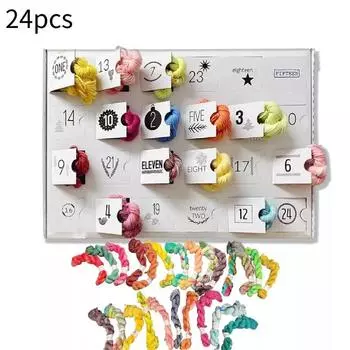 Пряжа 24 шт. Адвент-календарь Обратный отсчет Слепая коробка Мини-мотки 2024 Рождественский подарок